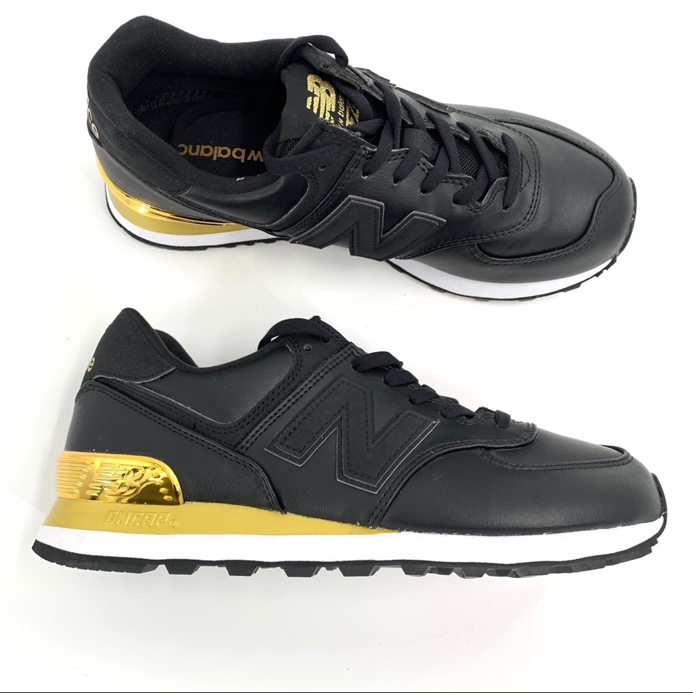 New Balance 574 Gold Dip, Black with Metallic